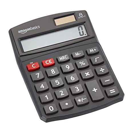 AmazonBasics LCD 8-Digit Desktop Calculator, Black - 1 Pack