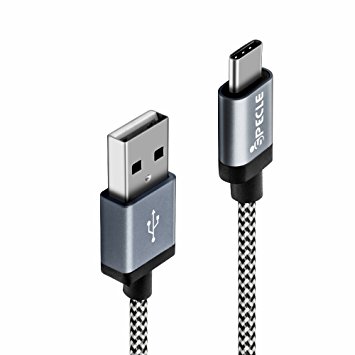 USB-C Charger, iSPECLE 2M Nylon Braided Reversible USB 2.0 Type C to Standard Type A USB Data Cable for Nexus 6P, Nexus 5X, Oneplus 2 / 3, Lumia 950, Lumia 950XL, ChromeBook Google Pixel C, Apple New Macbook, Google Pixel, Google Pixel XL, Huawei P9, Nokia N1 Tablet, LG G5 and Other Type-C Supported Devices (Grey)
