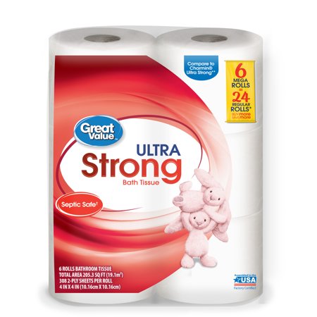 Great Value Ultra Strong Bath Tissue, 6 Count