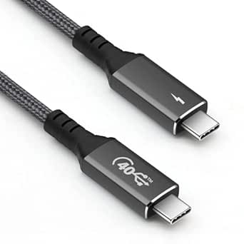 Thunderbolt 4 Cable (6.56 ft), USB4 Cable Support 120W Fast Charging/40Gbps Data Transfer/8K Display, USB C to USB C Cable, 1 Thunderbolt Certified for Type-C MacBooks, iPad Pro,Hub,Docking