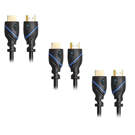 C&E 6 Feet, High Speed HDMI Cable With Ethernet, CL3 Certified  Supports 3D and Audio Return Channel, 3 Pack, CNE67804