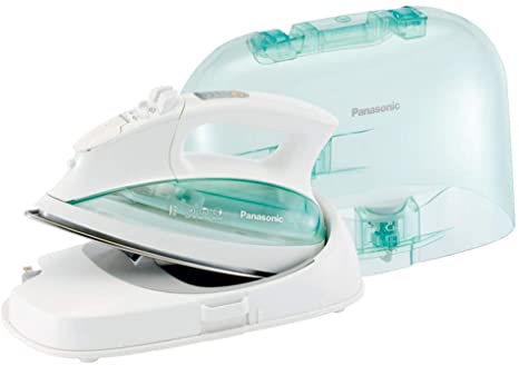 Panasonic Contoured Stainless Steel Soleplate, Vertical, Auto Shut Off, Power Base and Carrying/Storage Case – NI-L70SRW Cordless 1500W Steam/Dry Iron, standart, Green/White