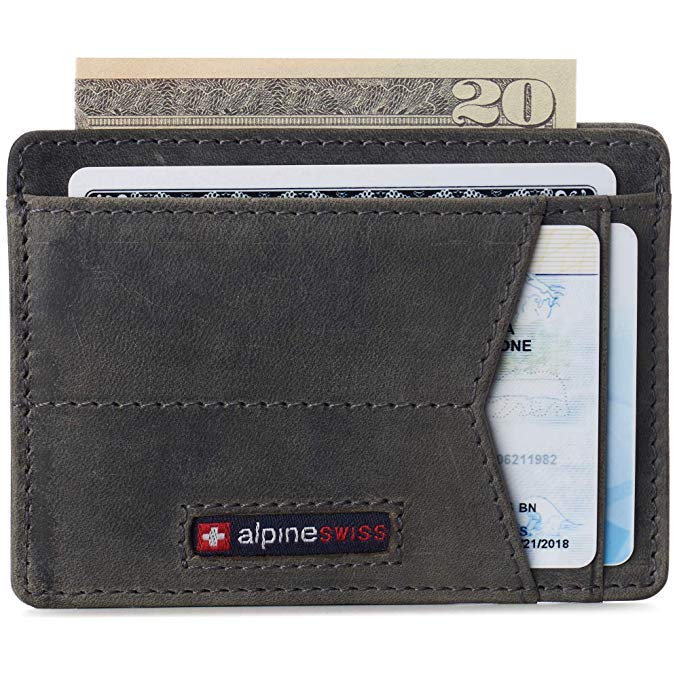 Alpine Swiss RFID Minimalist Oliver Front Pocket Wallet For Men Leather