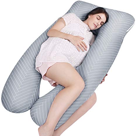 MUBYTREE Pregnancy Pillow U Shaped 57 Inches Maternity Pillow Full Body Pillow of Washable Cotton Cover for Back Leg Belly Support