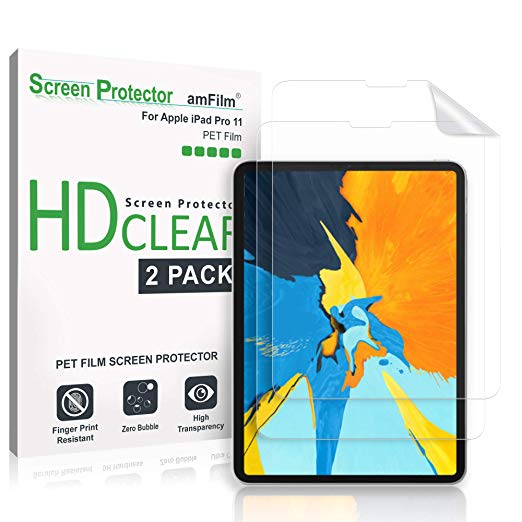 amFilm Screen Protector for iPad Pro 11 (2 Pack) HD Clear, Flex Flim, Case Friendly, Apple Pencil Compatible, High Sensitivity, Face ID Compatible