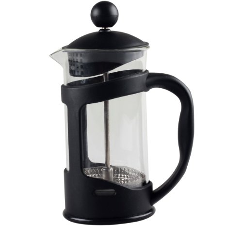Bru Joy 3 Cup/12 Oz/1 Mug French Press Coffee, Espresso & Tea Maker, Stainless Steel & Heat Resistant Borosilicate Glass Beaker
