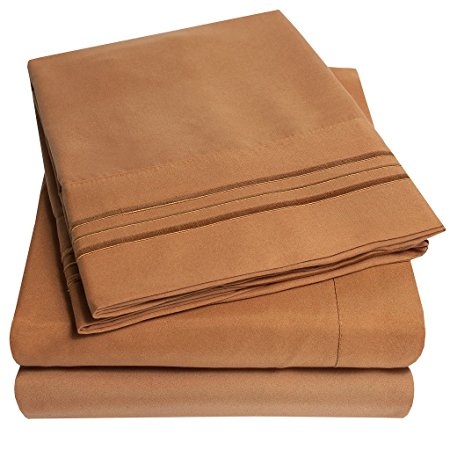 1500 Supreme Collection Bed Sheets - PREMIUM QUALITY BED SHEET SET & LOWEST PRICE, SINCE 2012 - Deep Pocket Wrinkle Free Hypoallergenic Bedding - Over 40  Colors - California King, Mocha