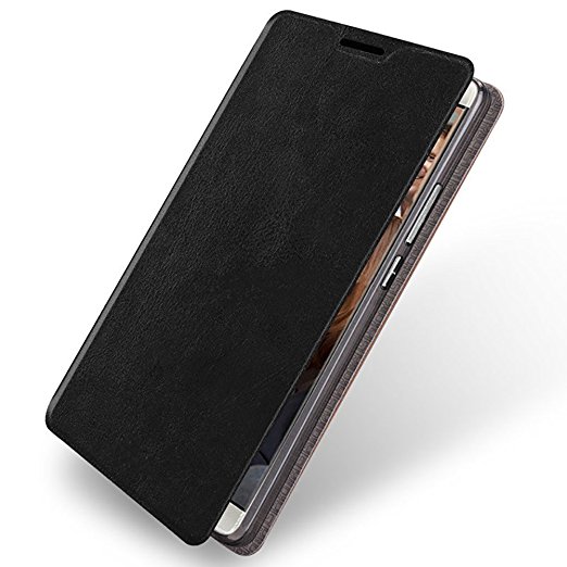 Moto X Pure Edition Case, Suensan Leather Flip Elegance Cover Thin Case for Moto X Style (Xt1570) (Black)