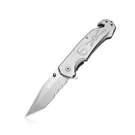 KUBEY B103V Camping Folding Knife with Clip Tanto Stainless Steel Blade Thumb Stud Opening Multipurpose Tool Knives for Outdoor Tactical Rescue and Self-Defense
