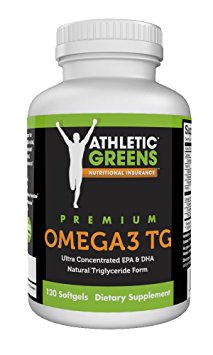 Athletic Greens Omega 3 Fish Oil Softgels, 1,300mg Omega 3 Fatty Acids per Serving, 120 Softgels