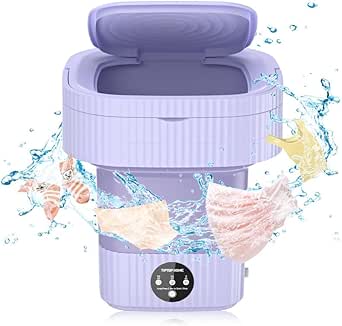 Portable Washing Machines, 10L Foldable Mini Washing Machine, Compact Washing Machine for Baby Clothes, Underwear or Small Items, Apartment, Dorm, Camping, RV Travel Laundry- Gift Choice, Purple