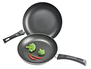 Kitchen Pro Nonstick Fry Pans, 10 and 12-Inch, 2-Piece Set, Black