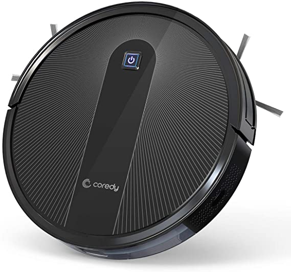 Coredy R600 Robot Vacuum Cleaner, Boost Intellect, Washable High Efficiency Filter, 1600Pa Max Power Suction, Ultra Slim, Quiet, Smart Self-Recharge Robotic Vacuum, Cleans Hard Floors to Carpets