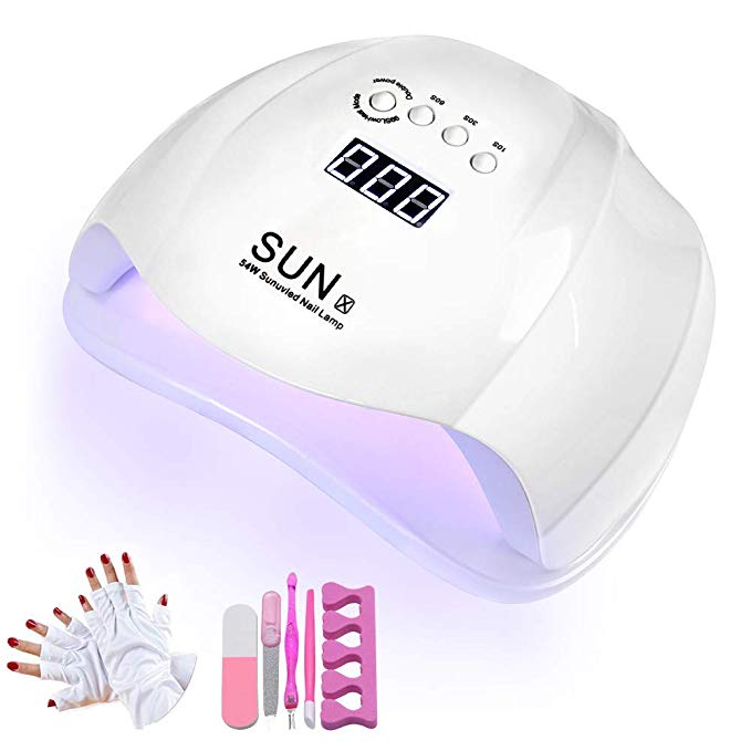 54W UV Nail Lamp, DIOZO LED Nail Dryer Quick-drying LED UV Nail Dryer with 36 Dual Light Source LEDs, 4 Timer Setting