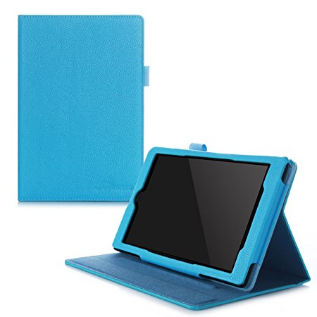 Fire HD 8 2015 Case, rooCASE [Previous Model 5th Generation] Fire HD 8 Dual View PU Folio Slim Fit Lightweight Folding Stand Cover with Sleep/Wake for Fire HD 8 2015 (5th Generation), Blue