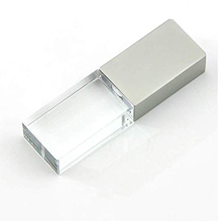 64GB USB 2.0 LED Light Flash Drive Crystal Transparent Glass Pen Drive Memory Stick Thumb Drives Pendrive