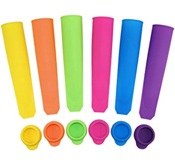 Popsicle Molds, Ouddy 6 Pack Ice Pop Maker Set, Silicone Popsicle Molds with Attached Lids, Assorted Colors