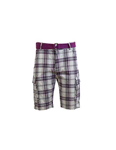 Galaxy by Harvic Men’s Plaid Belted Cargo Shorts