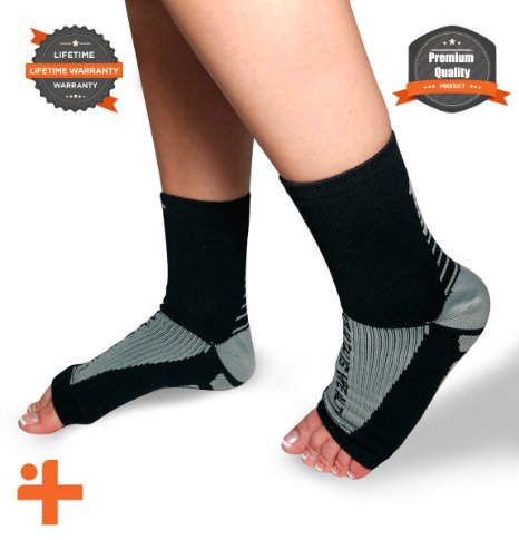 9733 Lifetime Warranty 9733 Fast Relief from Plantar Fasciitis  Swelling  Foot Pain and Promotes Blood Circulation  Open Toed Compression Sleeve Sock 9733 Health Is Wealth 9733 Black Medium