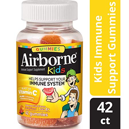 Airborne Kids Assorted Fruit Flavored Gummies, 42 count - Vitamin C plus Minerals & Herbs Immune Support