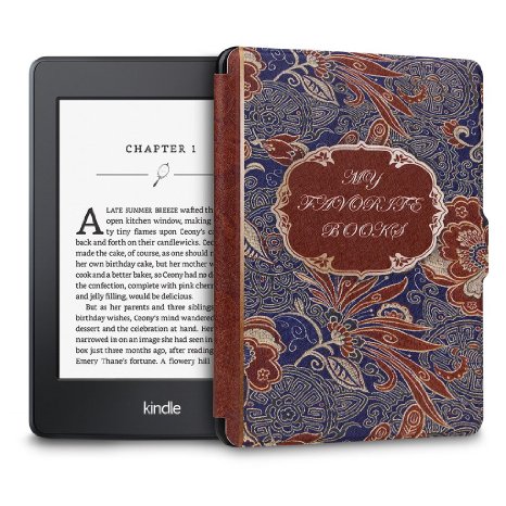 Walnew Leather Case for 6-inch Kindle Paperwhite Tablet - My Favorite Book 5 Pattern