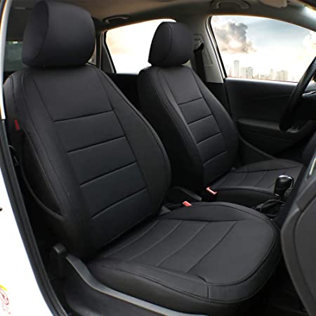 EKR Custom Fit Full Set Car Seat Covers for Select Toyota Highlander 2014 2015 2016 2017 2018 2019 - Three-Row Model, Second Row 40/60 Split,Leatherette (Black)