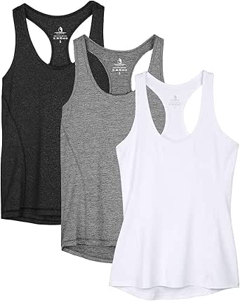 icyzone Women's Racerback Workout Athletic Running Tank Tops (Pack of 3)