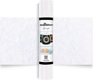 TECKWRAP Permanent Glitter Vinyl Colorful Pearl Adhesive Vinyl Roll - 1ft x 5ft for DIY Craft Designs & Home Decor（Pearl White)