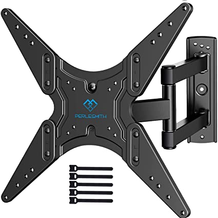 PERLESMITH TV Wall Mount for Most 26-55 Inch Flat Curved TVs with Swivels, Tilts & Extends 18.5 Inch - TV Bracket VESA 400x400 Fits LED, LCD, OLED, 4K TVs Up to 88 lbs, Black