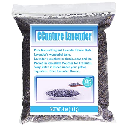 CCnature Lavender Flowers Dried Lavender Buds Culinary Grade 4oz-Perfect for Tea, Lemonade, Soap, Baking, Baths. Fresh Fragrance