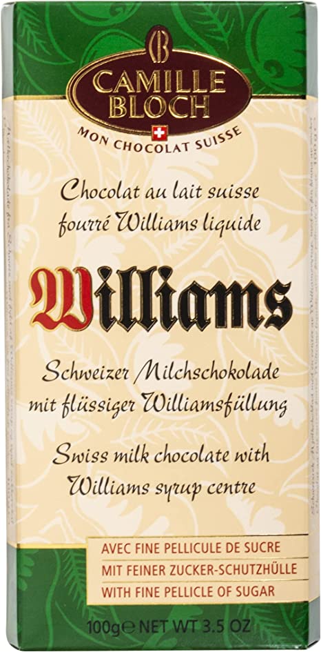 Camille Bloch, Liquor Filled Milk Swiss Chocolate Bar - Williams, 100g