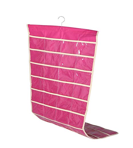 OUR Fashion Ohlily Wall Hanging Jewelry Organizer Holder 80 Pockets Double Sided Storage (18" W35 H, Pink)