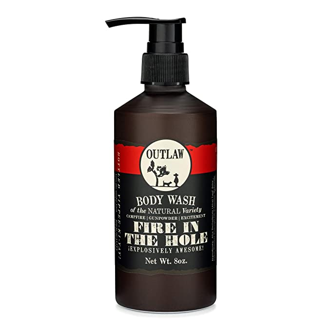 Outlaw Fire in the Hole Natural Body Wash - Explosively Awesome - Campfire, Gunpowder, Sagebrush, Whiskey, and Weekend Camping - Men's or Women's Body Wash - 8 fl. oz.