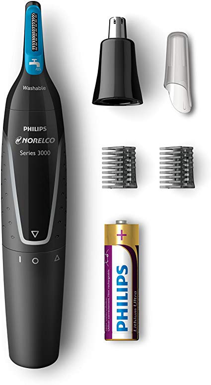 Philips Norelco Nose Hair Trimmer 3000, NT3000/49, Precision Groomer with 6 pieces for Nose, Ears and Eyebrows