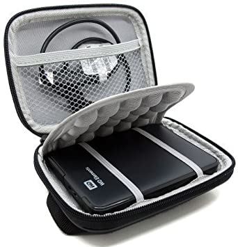 Co2Crea Hard EVA Shockproof Carrying Case Pouch Bag for Western Digital, Ultra Slim Essential Elements, Canvio, Samsung M3 Slimline, Passport - Black