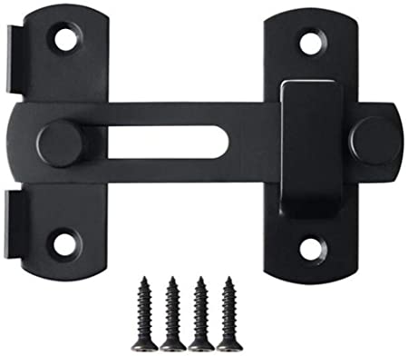 Door Lock Buckle Lock Bolt Lock for Door and Window Slide Lock Latch Bolt Shed Slide Door Lock Slide Lock [Black]