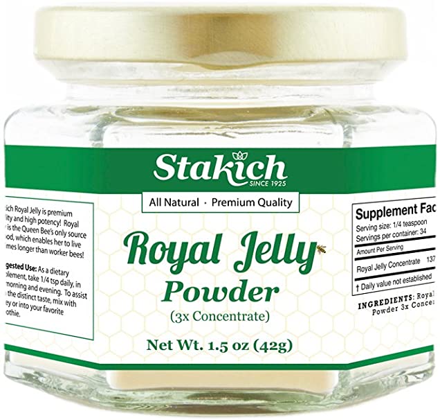 Stakich Fresh Royal Jelly Powder - 1.5 Ounce - 3X Concentrate - Freeze Dried, Pure, Natural