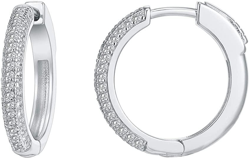 PAVOI 14K Gold Plated 925 Sterling Silver Cubic Zirconia Hoop Earrings