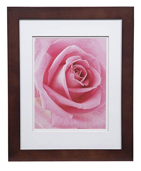 Gallery Solutions Photo 11x14 Flat Walnut Wall Frame with Double White Mat for 8x10 Picture, 11" x 14"
