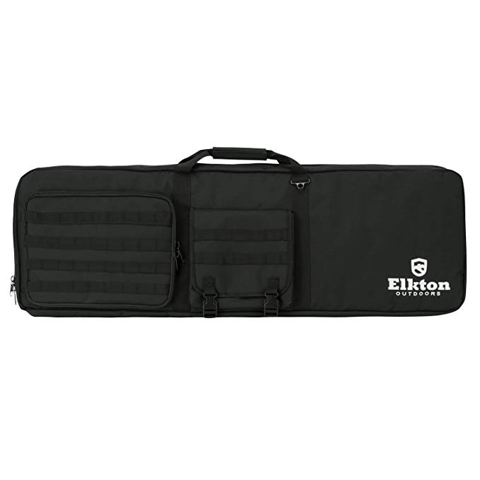Elkton Outdoors Tactical Gun Shooting Bag with Built-in Shooting Mat and Backpack Straps, Soft Rifle Case Up to 42-Inches