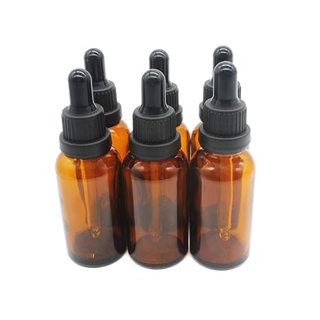 Yizhao Amber Glass Dropper Bottle 1oz, Tincture Bottles with Glass Dropper, for Essential Oils, Aromatherapy, Cosmetic, Laboratory, Pharmacy, Liquids, Travel –6 Pcs