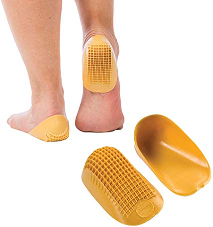 Tuli's Classic Heel Cups (2-Pairs), Shock Absorption and Cushion Inserts for Plantar Fasciitis and Heel Pain Relief, Yellow, Large
