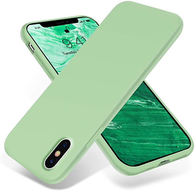 OTOFLY iPhone Xs Max Case,Ultra Slim Fit iPhone Case Liquid Silicone Gel Cover with Full Body Protection Anti-Scratch Shockproof Case Compatible with iPhone Xs Max, [Upgraded Version] (Tea Green)