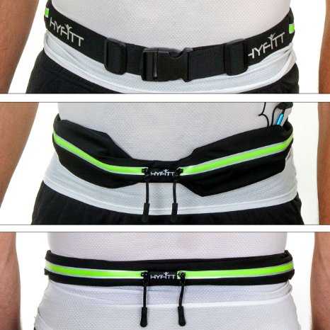 HYFiTT Running Belt Waist Pack Fanny Pack - Best Sleek Design with 2 Large Expandable Pockets Reflective Material and 100% Water Resistant - Fits iphone 5 5s 6 6s 6 plus and Android Smartphones