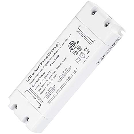 25W Dimmable Driver LED Power Supply - ETL 12V DC Dimming LED Drivers Transformer Compatible with Lutron, Leviton