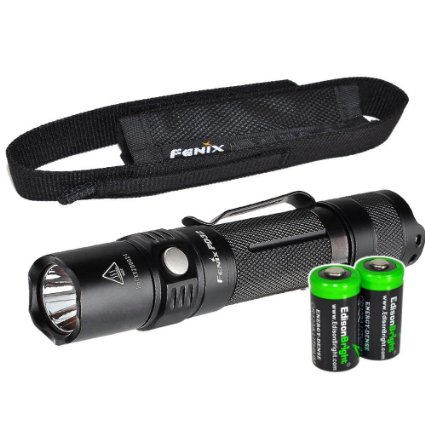 Fenix PD32 2016 Edition 900 Lumen CREE XP-L HI LED Tactical Flashlight with Two EdisonBright CR123A Lithium Batteries bundle