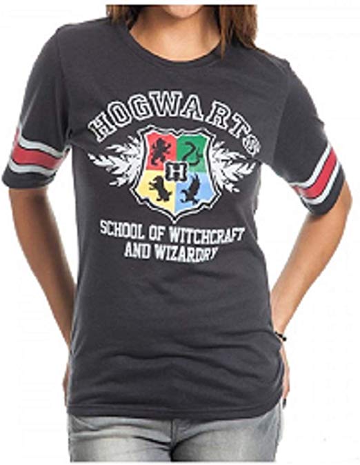 Bioworld Harry Potter Hogwarts Juniors Black Hockey T-Shirt