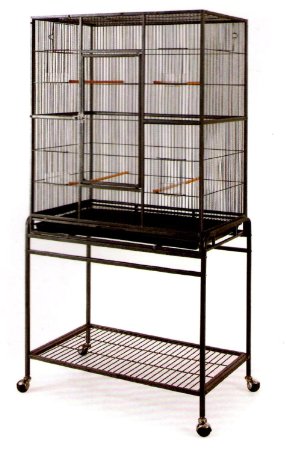 *Mcage* Large Wrought Iron Flight Canary Parakeet Cockatiel Lovebird Finch Sugar Glider Cage With Removable Stand Bird Cage, 32-Inch by 19-Inch by 64-Inch