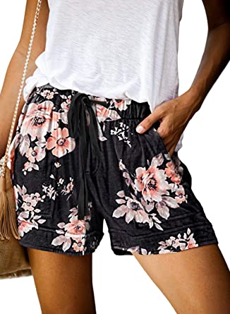 Dokotoo Womens Comfy Drawstring Casual Elastic Waist Pocketed Shorts