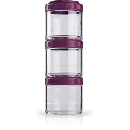 BlenderBottle GoStak Twist n' Lock Storage Jars, 100cc 3-Pak, Plum